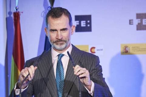 24-04-2018 Madrid King Felipe during the 35th edition of the international journalism awards and the ‘Don Quijote’’ prize in Madrid. The awards, organized by Efe news agency and the Spanish Agency for International Development Cooperation (AECID), distinguishes the work of journalists from eight different countries No Spain  Copyright: xPPE xTHORTONx