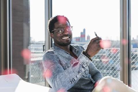 Portrait of happy casual businessman in office model released Symbolfoto property released  UUF13167