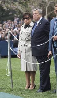 April 24, 2018 - Washington, District of Columbia, United States of America - Amalija and Viktor Knavs, the parents of melanin Trump attending the welcoming ceremony of President Emmanuel Macron and Mrs. Brigitte Macron of France for a state visit to The White House in Washington, DC, April 24, 2018. Credit: Pool via CNP Washington United States of America - ZUMAs152 20180424_zaa_s152_185 Copyright: xChrisxKleponisx
