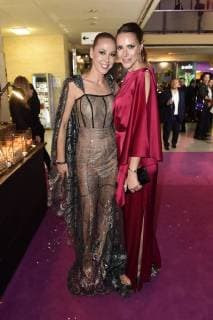 Sylvia Walker und Esther Sedlaczek auf der Aftershow Party nach der 26. Verleihung des Deutschen Parfumpreises Duftstars 2018 im Flughafen Tempelhof. Berlin, 25.04.2018