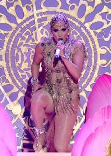 Jennifer Lopez debuts her new song El Anillo onstage during the 2018 Billboard Latin Music Awards at the Mandalay Bay Events Center in Las Vegas, Nevada on April 26, 2018.  LAV20180426223