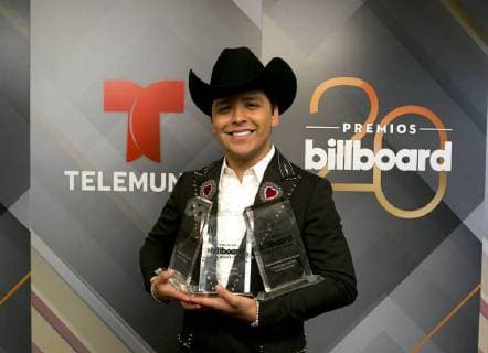 Mexican singer Christian Nodal poses with his awards in the press room of the Billboard Latin Music Awards 2018 at the Mandalay Bay resort in Las Vegas, Nevada, United States, 26 April 2018. Billboard Latin Music Awards 2018 !ACHTUNG: NUR REDAKTIONELLE NUTZUNG!  Copyright: xArmandoxArorizox BIL13 20180427-636604081247308431