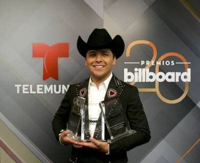 Mexican singer Christian Nodal poses with his awards in the press room of the Billboard Latin Music Awards 2018 at the Mandalay Bay resort in Las Vegas, Nevada, United States, 26 April 2018. Billboard Latin Music Awards 2018 !ACHTUNG: NUR REDAKTIONELLE NUTZUNG!  Copyright: xArmandoxArorizox BIL13 20180427-636604081256683422