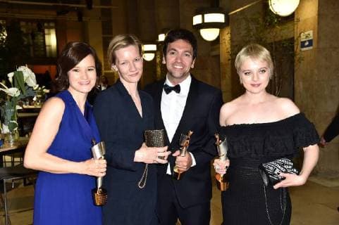 Lena Schoenmann, Sandra Hüller, Bora Dagtekin und Jella Haase bei der Deutscher Filmpreis 2018 Aftershowparty am 27.04.2018 in Berlin Deutscher Filmpreis 2018 in Berlin - Party Aftershow