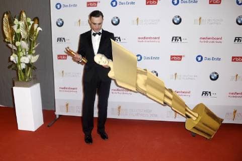 Franz Rogowski, Preisträger beste männliche Hauptrolle, bei der Verleihung des Deutschen Filmpreises 2018 in der Messe Berlin. Berlin, 27.04.2018