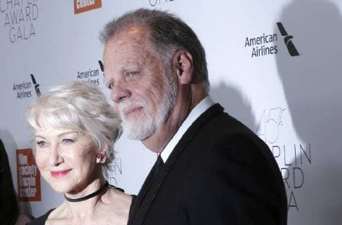 Helen Mirren and Taylor Hackford arrive on the red carpet at the 45th Chaplin Award Gala at Alice Tully Hall in Lincoln Center on April 30, 2018 in New York City.  NYP20180430158 JOHNxANGELILLO