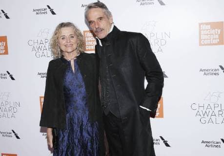 Sinead Cusack and Jeremy Irons arrive on the red carpet at the 45th Chaplin Award Gala at Alice Tully Hall in Lincoln Center on April 30, 2018 in New York City.  NYP20180430164 JOHNxANGELILLO