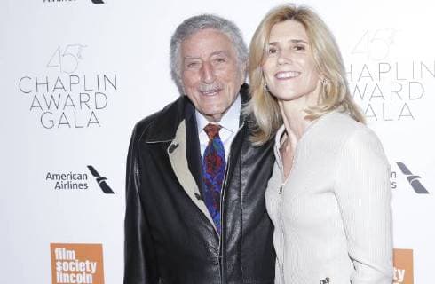 Tony Bennett and Susan Crow arrive on the red carpet at the 45th Chaplin Award Gala at Alice Tully Hall in Lincoln Center on April 30, 2018 in New York City.  NYP20180430169 JOHNxANGELILLO