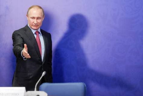 SOCHI, RUSSIA â€“ MAY 3, 2018: Russia s President Vladimir Putin at a meeting of the Supervisory Board of the 2018 FIFA World Cup Russia Local Organising Committee. Mikhail Metzel TASS  TS07DED3