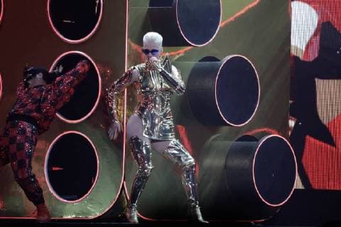 May 4, 2018 - EUM20180503ESP29.JPG.CIUDAD DE MEXICO.- MusicMusica-Katy Perry.- La cantante Katy Perry ofrecio un colorido y energetico concierto en donde las emociones de sus Katty Cats, como se auto nombraron sus fans, gritaron, bailaron y hasta lloraron a su lado, la noche de este jueves en el concierto ofrecido en la Arena Ciudad de Mexico. 3 de mayo 2018. Foto: Agencia EL UNIVERSALLuis CortesRCC.  - ZUMAu78_ 20180504_zaf_u78_501 Copyright: xElxUniversalx