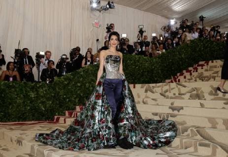 Amal Clooney arrives on the red carpet at The Metropolitan Museum of Art s Costume Institute Benefit Heavenly Bodies: Fashion and the Catholic Imagination at Metropolitan Museum of Art in New York City on May 7, 2018.  NYP20180507211 JOHNxANGELILLO