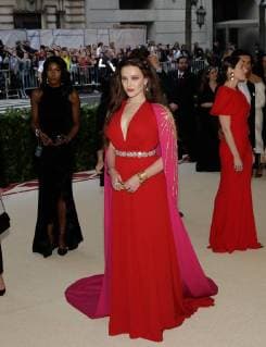 Katherine Langford arrives on the red carpet at The Metropolitan Museum of Art s Costume Institute Benefit Heavenly Bodies: Fashion and the Catholic Imagination at Metropolitan Museum of Art in New York City on May 7, 2018.  NYP20180507279 JOHNxANGELILLO