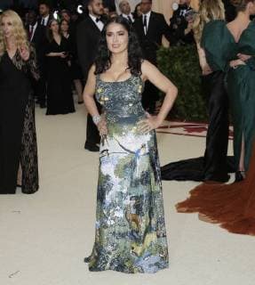 Salma Hayek arrives on the red carpet at The Metropolitan Museum of Art s Costume Institute Benefit Heavenly Bodies: Fashion and the Catholic Imagination at Metropolitan Museum of Art in New York City on May 7, 2018.  NYP20180507799 JOHNxANGELILLO