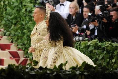 NEW YORK, NY - MAY 7: Cardi B and Jeremy Scott at the Heavenly Bodies: Fashion & The Catholic Imagination Costume Institute Gala on May 7, 2018 in New York City. Copyright: xJohnxPalmerx