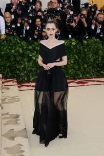 May 7, 2018 - New York, NY, U.S. - 07 May 2018 - New York, New York - Lily Collins. 2018 Metropolitan Museum of Art Costume Institute Gala: Heavenly Bodies: Fashion and the Catholic Imagination. Photo Credit: Christopher Smith AdMedia New York U.S. - ZUMAa123 20180507_zaa_a123_316 Copyright: xChristopherxSmithAdmediax