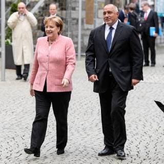 Verleihung des internationalen Karlspreises zu Aachen, 10.05.2018 Bundeskanzlerin Dr. Angela Merkel und Bojko Borissow (Ministerpräsident Bulgariens) bei der Verleihung des internationalen Karlspreises zu Aachen am 10.05.2018, , Aacgeb NRW Deutschland