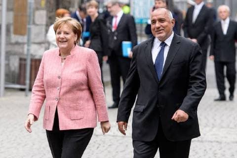 Verleihung des internationalen Karlspreises zu Aachen, 10.05.2018 Bundeskanzlerin Dr. Angela Merkel und Bojko Borissow (Ministerpräsident Bulgariens) bei der Verleihung des internationalen Karlspreises zu Aachen am 10.05.2018, , Aacgeb NRW Deutschland