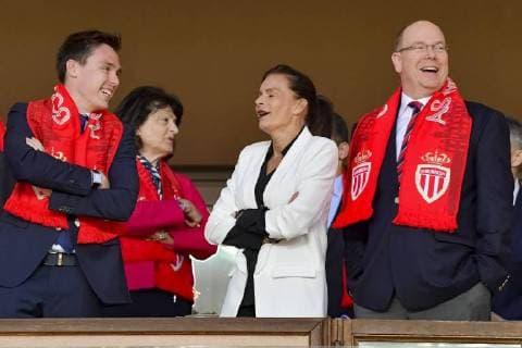 Louis Ducruet - La Princesse Stephanie de Monaco - Le Prince Albert II de Monaco CELEBRITES : AS Monaco vs AS Saint Etienne - Ligue 1 - Monaco - 12 05 2018 NorbertScanella Panoramic 