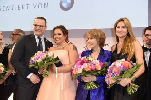 Jens Spahn, Claudia Neumann, Christa Maar und Alexandra Kamp bei der Verleihung des Felix Burda Award 2018 im Hotel Adlon Kempinski. Berlin, 13.05.2018