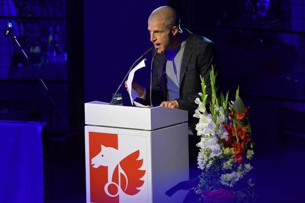 Benjamin von Stuckrad Barre, Laudation fuer Inga Humpe 30 Jahre Fred Jay Preisverleihung in Berlin in der Columbiahalle am 15.05.2018