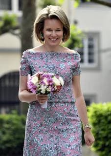 Queen Mathilde of Belgium pictured as she arrives for a ceremony to award the Queen Mathilde Award 2018, in Brussels, Wednesday 16 May 2018. The winner of the Queen Mathilde award is selected by a youth jury from one of the thirteen Queen Mathilde Foundation projects  ERICxLALMAND 05346929