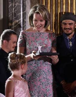 Queen Mathilde of Belgium pictured during a ceremony to award the Queen Mathilde Award 2018, in Brussels, Wednesday 16 May 2018. The winner of the Queen Mathilde award is selected by a youth jury from one of the thirteen Queen Mathilde Foundation projects  ERICxLALMAND 05346939