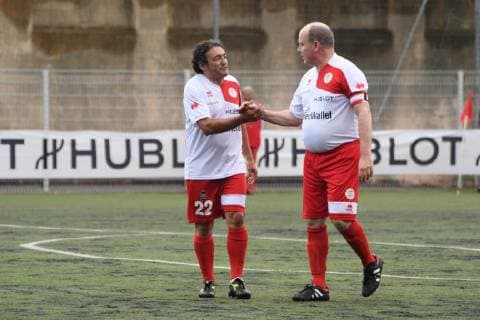 Menton, France 22.05.2015 Football match of the Star Team of Monte Carlo against the national drivers. in the picture: Louis Doucret, Marie Lors  Copyright: xManuelexMangiarottix xIPAx xManuelexMangiarottix