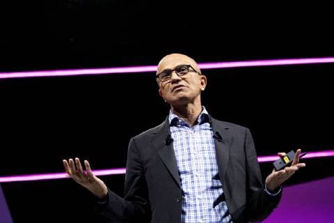 Satya Nadella, chief executive officer of Microsoft Corp. attends the Viva Tech start-up and technology gathering on May 24, 2018, in Paris, France.  Copyright: xChristophexMorinx