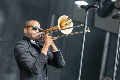 May 25, 2018 - Napa, California, U.S - TROY ANDREWS of Trombone Shorty and Orleans Avenue during BottleRock Music Festival at Napa Valley Expo in Napa, California Napa U.S. - ZUMAs135 20180525_zap_s135_563 Copyright: xDanielxDeSloverx