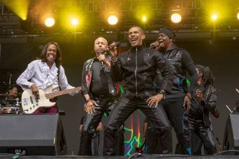 May 25, 2018 - Napa, California, U.S - VERDINE WHITE, RALPH JOHNSON, B. DAVID WHITWORTH and PHILIP BAILEY of Earth, Wind and Fire during BottleRock Music Festival at Napa Valley Expo in Napa, California Napa U.S. - ZUMAs135 20180525_zap_s135_601 Copyright: xDanielxDeSloverx