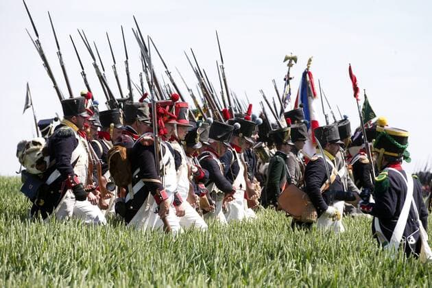 - SOMBREFFE, BELGIUM: Illustration picture shows a reconstruction of the Battle of Ligny on 16 June 1815, which was the last victory of Napoleon, Sunday 14 June 2015 in Ligny, Sombreffe. NICOLASxMAETERLINCK  x82047156x
