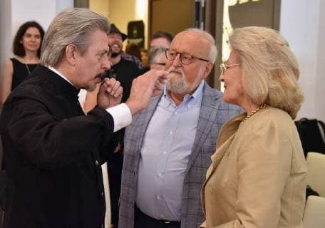 The 11th Film Music Festival Elliot Goldenthal Krzysztof Penderecki Elzbieta Penderecka at a press conference of the 11th Film Music Festival on May 30, 2018 in Krakow, Poland. EN_01322536_0014 