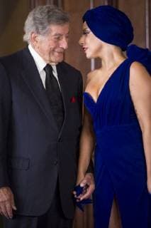 - BRUSSELS, BELGIUM: US singer Tony Bennett and US singer Lady gaga pictured during a press conference with Lady Gaga and Tony Bennett in Brussels city hall regarding the shooting of a video on Brussels Grand Place Grote Markt, Monday 22 September 2014. LAURIExDIEFFEMBACQ  x62886966x