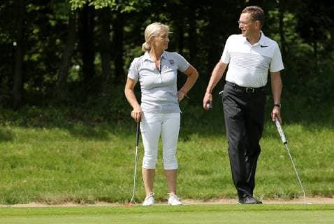 12. Thüringer Charity Open Mühlberg 01.06.2018 , Mühlberg, 12. Thüringer Charity Open im Bild: Heidi Beckenbauer und Ralf Rangnick