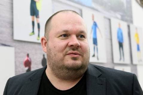 MOSCOW, RUSSIA - JUNE 1, 2018: TASS Russian News Agency s Sports Department Head Vladislav Utkin attends an exhibition on the 1897-2018 history of Russian football at the VDNKh exhibition centre. The exhibition covers the history of Russian and Soviet football from the first football team in the Russian Empire (1897) up to the present times. Alexander Shcherbak TASS  TS08233F