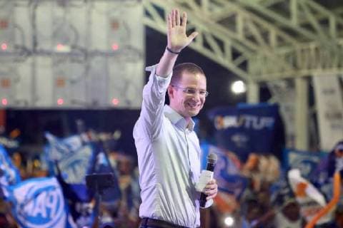Vor den Wahlen in Mexiko June 1, 2018 - EUM20180601POL22.JPG.CIUDAD DEL CARMEN, Camp., Elections Elecciones-Anaya.- El candidato a la Presidencia de la Republica de la coalicion Por Mexico al Frente, Ricardo Anaya Cortes, este 1 de junio de 2018, encabeza mitin en el Polideportivo Chechen, como parte de sus actividades de campana. Foto: Agencia EL UNIVERSAL Ariel Ojeda MAR. Copyright: xElxUniversalx