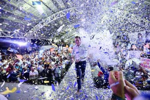 Vor den Wahlen in Mexiko June 1, 2018 - EUM20180601POL21.JPG.CIUDAD DEL CARMEN, Camp., Elections Elecciones-Anaya.- El candidato a la Presidencia de la Republica de la coalicion Por Mexico al Frente, Ricardo Anaya Cortes, este 1 de junio de 2018, encabeza mitin en el Polideportivo Chechen, como parte de sus actividades de campana. Foto: Agencia EL UNIVERSAL Ariel Ojeda MAR. Copyright: xElxUniversalx