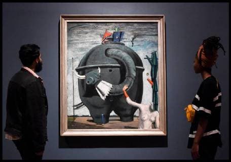 . 04 06 2018. London, United Kingdom. Tate Britain s Aftermath Exhibition. Tate Britain. Max Ernst™s (1891-1976) Celebes 1921 oil paint on canvas on display at the Tate Britain s Aftermath: Art in the Wake of World War One exhibition.  xPetexMaclainex xi-Imagesx IIM-17877-0018
