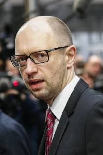 - BRUSSELS, BELGIUM: Ukrainian Prime Minister Arseniy Yatsenyuk arrives on the second day of the EU summit of heads of state and government, at the EU headquarters in Brussels, Friday 21 March 2014. THIERRYxROGE  x56303959x