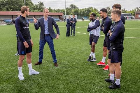 . 07 06 2018. Leeds, United Kingdom.The Duke of Cambridge meets the England Football squad at the West Riding County Football Association in Leeds , United Kingdom, as they prepare for the World Cup in Russia.  xPoolx xi-Imagesx IIM-17925-0003