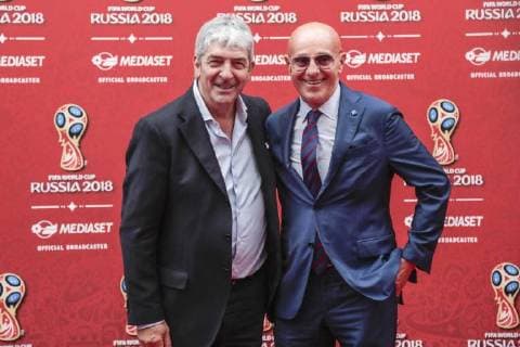 Foto IPP Andrea Oldani Cologno Monzese 7 06 2018 Presentazione della programmazione mediaset per i mondiali di calcio russia 2018 Nella foto, Paolo Rossi, ex calciatore, Arrigo Sacchi, ex allenatore italyphotopress world copyright  0