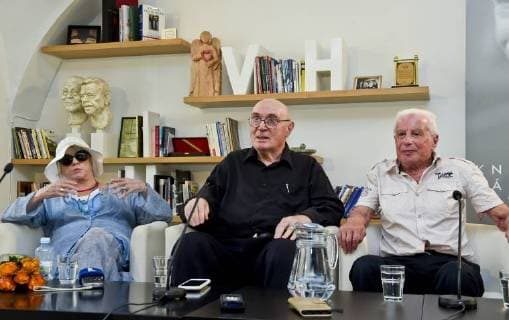 Discussion meeting with (from left) Tatiana Bayeva, Pavel Litvinov and Viktor Fainberg, Soviet dissidents who protested in Red Square in 1968 against Soviet-led military invasion of Czechoslovakia took place at Vaclav Havel Library in Prague, Czech Republic, on Thursday, June 7, 2018. (CTKxPhoto VitxSimanek) CTKPhotoP201806070833701  VIS 006