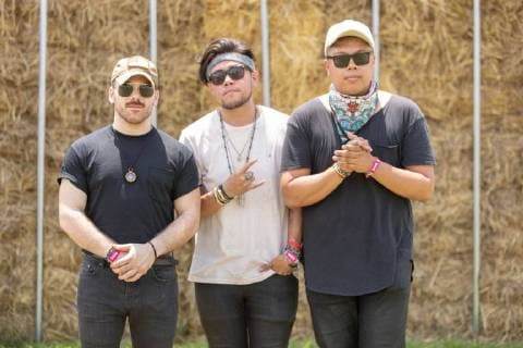 June 8, 2018 - Manchester, Tennessee, U.S - ZACH HANNAH, NATE ESQUITE and DAVID LABUGUEN of Arizona pose for a photo backstage during Bonnaroo Music Festival 2018 in Manchester, Tennessee Manchester U.S. - ZUMAs135 20180608_zap_s135_502 Copyright: xDanielxDeSloverx