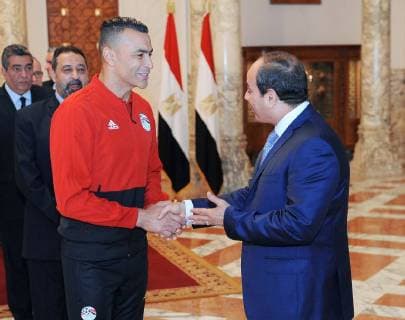 June 9, 2018 - Cairo, Cairo, Egypt - Egyptian President Abdel Fattah al-Sisi meets with Egypt s national football team before travelling to Russia to attend World Cup at the Ittihadiya presidential palace in Cairo, Egypt, June 9, 2018 Cairo Egypt - ZUMAap3_ 20180609_zaf_ap3_102 Copyright: xEgyptianxPresidentxOfficex
