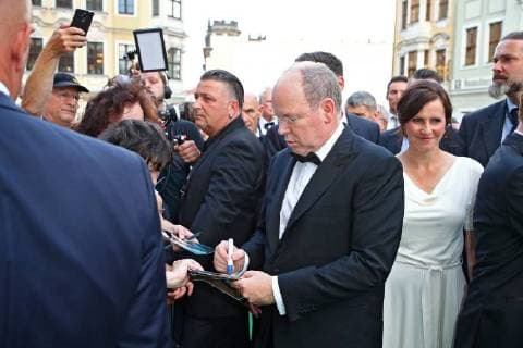 Europäischer Kulturpreis. Fürst Albert II. von Monaco ( Albert Alexandre Louis Pierre Rainier Grimaldi ) anläßlich der Verleihung des Europäischen Kulturpreises am 09.06.2018 in der Frauenkirche Dresden. 20180608BOS0083