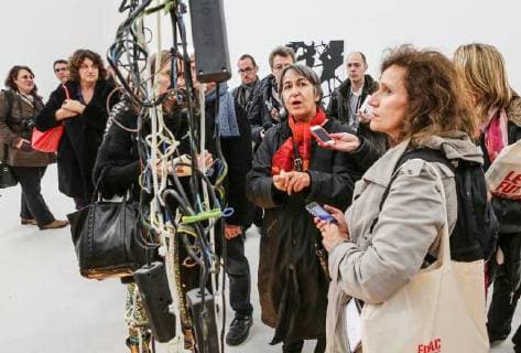 Architektur von Lacaton & Vassal - DUNKERQUE, FRANCE: Frac architect Anne Lacaton talks to the press in front of an installation in the Frac museum in Dunkerque, France, Friday 15 November 2013. OLIVIERxVIN  x50344184x