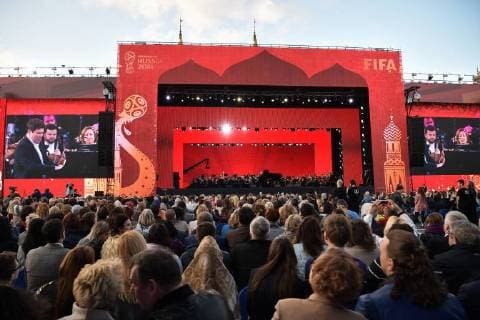 MOSCOW, RUSSIA â€“ JUNE 13, 2018: A concert by opera stars ahead of the 2018 FIFA World Cup, at Moscow s Red Square. Alexei Nikolsky Russian Presidential Press and Information Office TASS  TS083F53
