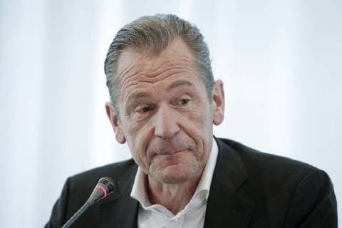 14.06.2018, Berlin, Deutschland - Pressekonferenz zur Reform des Telemedienauftrags der oeffentlich-rechtlichen Rundfunkanstalten. Foto: Dr. Mathias Doepfner, Praesident des Bundesverband Deutscher Zeitungsverleger, BDZV. *** 14 06 2018 Berlin Germany Press Conference on the Reform of the Telemedia Order of the Public Broadcasters Photo Dr Mathias Doepfner President of the Bundesverband Deutscher Zeitungsverleger BDZV MR: N