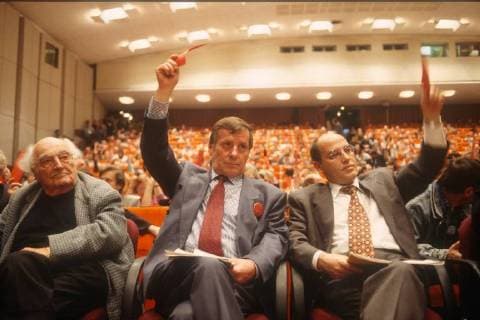PDS Parteitag Deutschland, Berlin, 27.01.1995, PDS - Parteitag im Haus am Köllnischen Park, (v.l.n.r.) Stefan Heym, Lothar Bisky, Gregor Gysi, Â *** PDS Party Congress Germany Berlin 27 01 1995 PDS Party Congress in the House at the Köllnische Park Stefan Heym Lothar Bisky Gregor Gysi Â