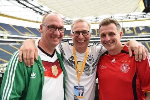 7.06.2018 Frankfurt am Main, Commerzbankarena Public viewing WM 2018 Deutschland gegen Mexiko Dominik Kuhn (FFH), Patrik Meyer (Patrick, Commerzbankarena), Steffen Ball (Ballcom)
